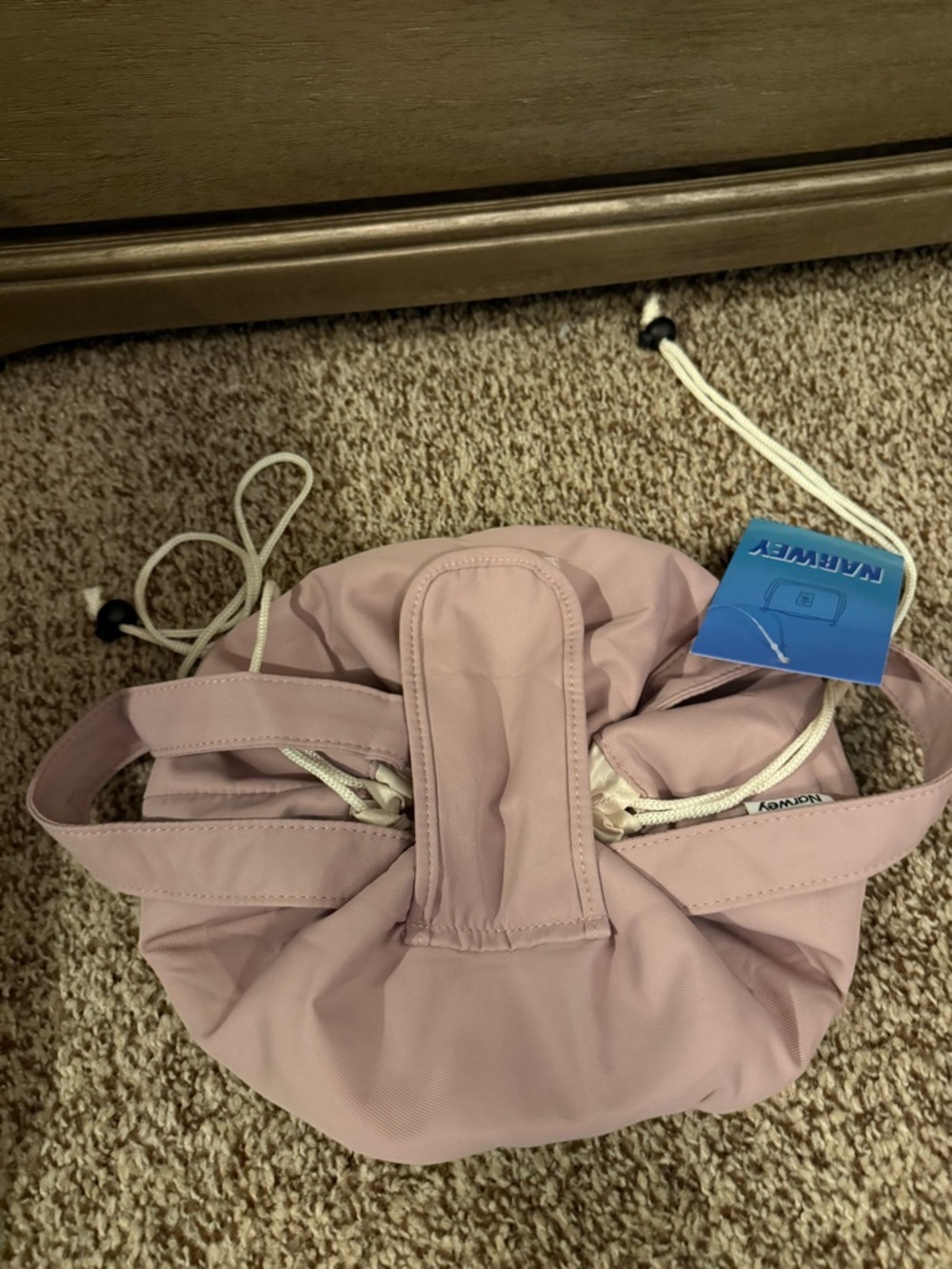 Light Pink Drawstring Bucket Bag - Women's Casual Shoulder Bag